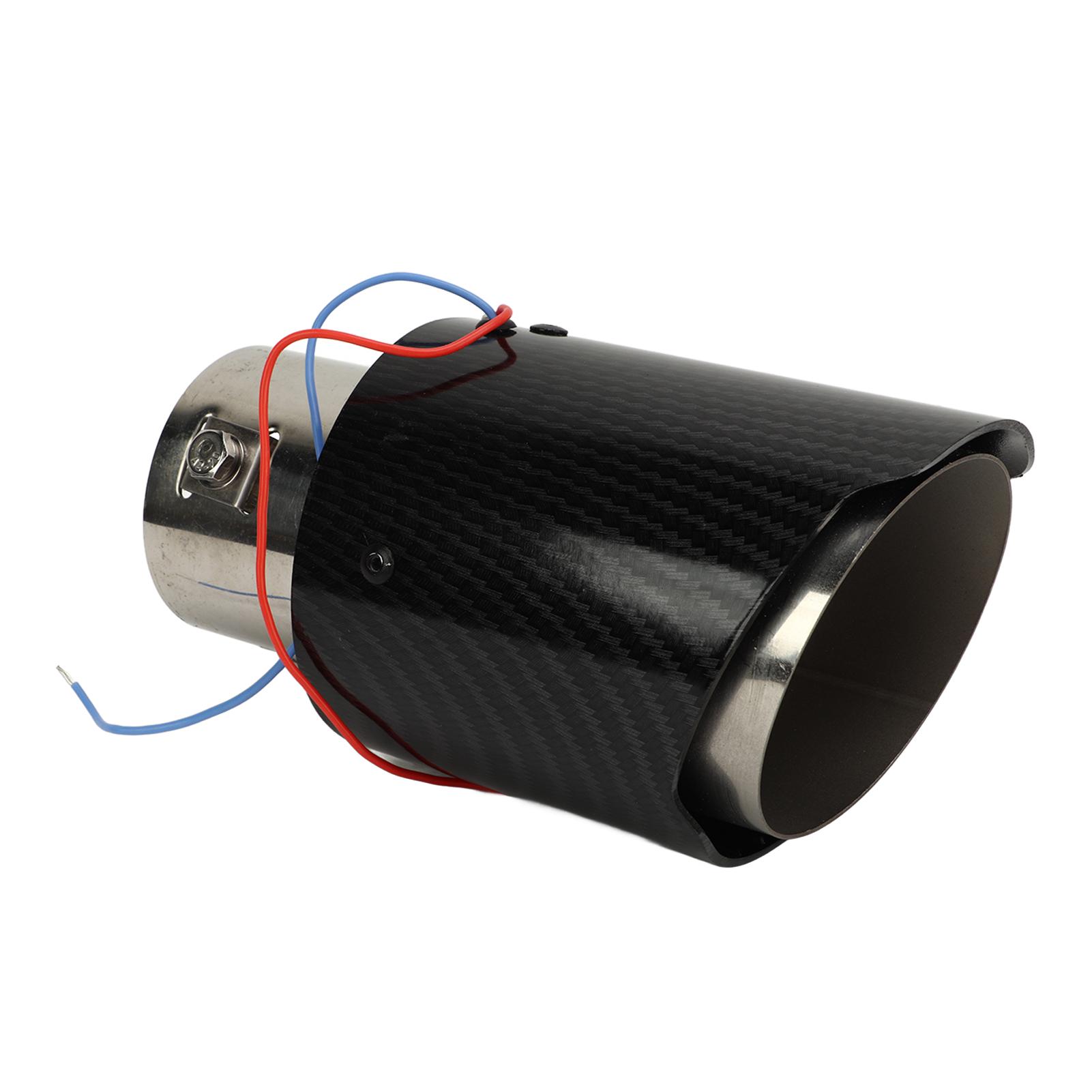 

Exhaust Muffler Tip with Blue Led Light Stainless Steel Carbon Fiber Style Car Tail Pipe Modification