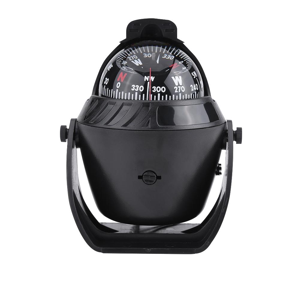 Boussole pivotante électronique de haute précision avec lumière LED pour voiture, bateau, navigation marine, noir noir