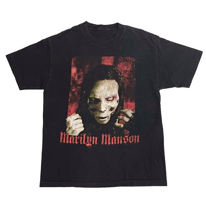 Marilyn Manson Abstract Casual TShirt Luxury Band Brand for Men and Women Top