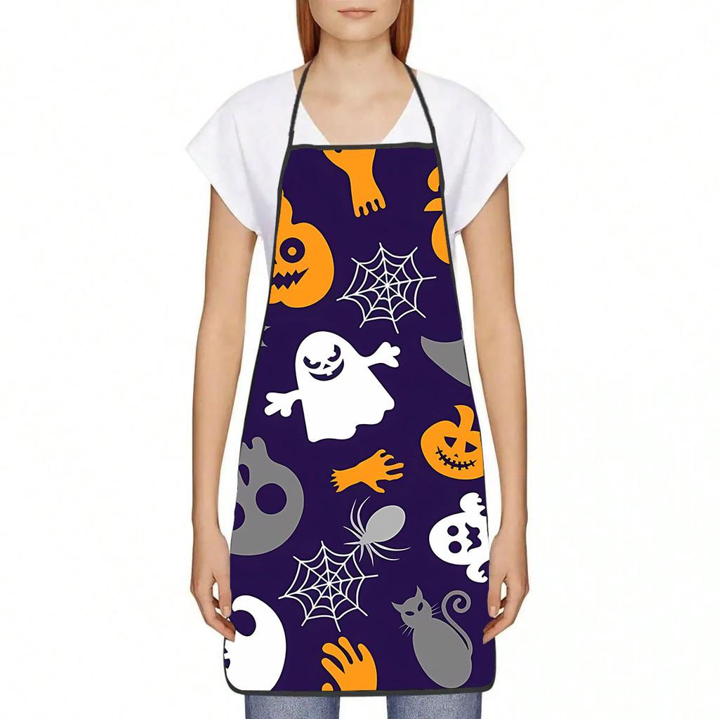 Halloween Ghost Pumpkin Waterproof Apron For Kids And Adults With Cartoon Design