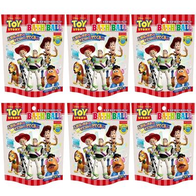 Set of 6 Foaming Net Nor Corporation Toy Story Bath Ball with Salty Soda 60g Bath Additives Foaming Net for Convenient Bath + Included Mascot,