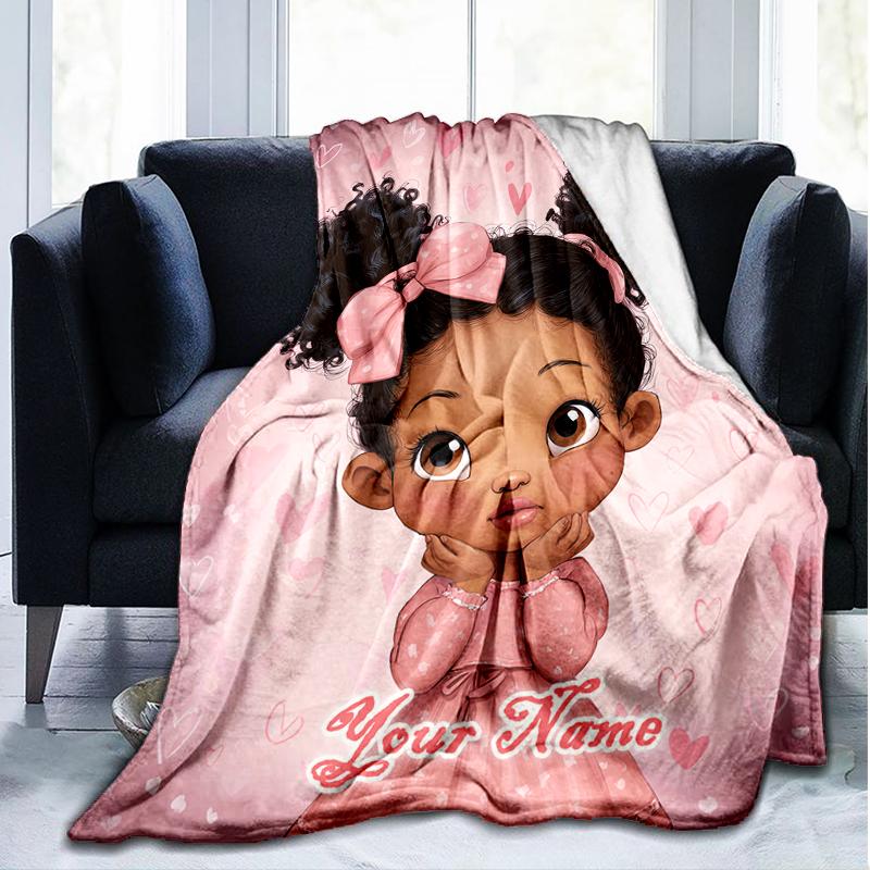 1PC Custom Name Pink Hearts Dreams outdooor Flannel blankets Patterns Throw Blanket All-Season Soft Gift for Couch, Bed, Camping gifts