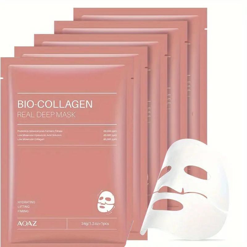 Bio Collagen Face Mask Sheet Peptide Anti-Aging Facial Mask for Skin Brightening Firming Moisturizing and Wrinkle Reduction Treatment