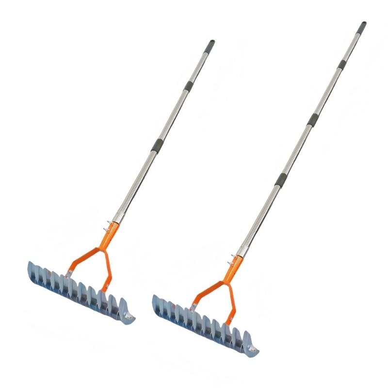 Detachable Thatching Rakes Tool For Efficient Garden Debris Removal Lightweight Aluminum Construction Ergonomic Handle