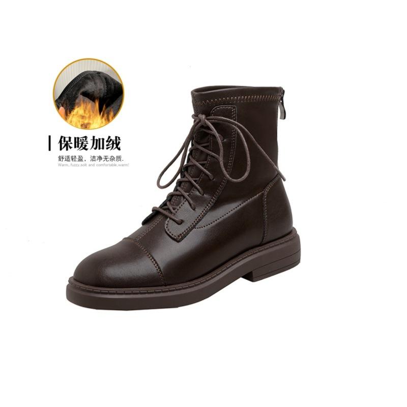 

Ботинки мартин короткие ботинки 2025 новый стиль коричневые челси женские универсальные задняя молния плоская подошва ретро тонкие ботинки 39