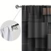 2 Stück 3D Schwarze Rechteckige Formation Gedruckter Vorhang für Heimdeko - Stangentasche Fensterbehandlung für Schlafzimmer, Büro, Küche