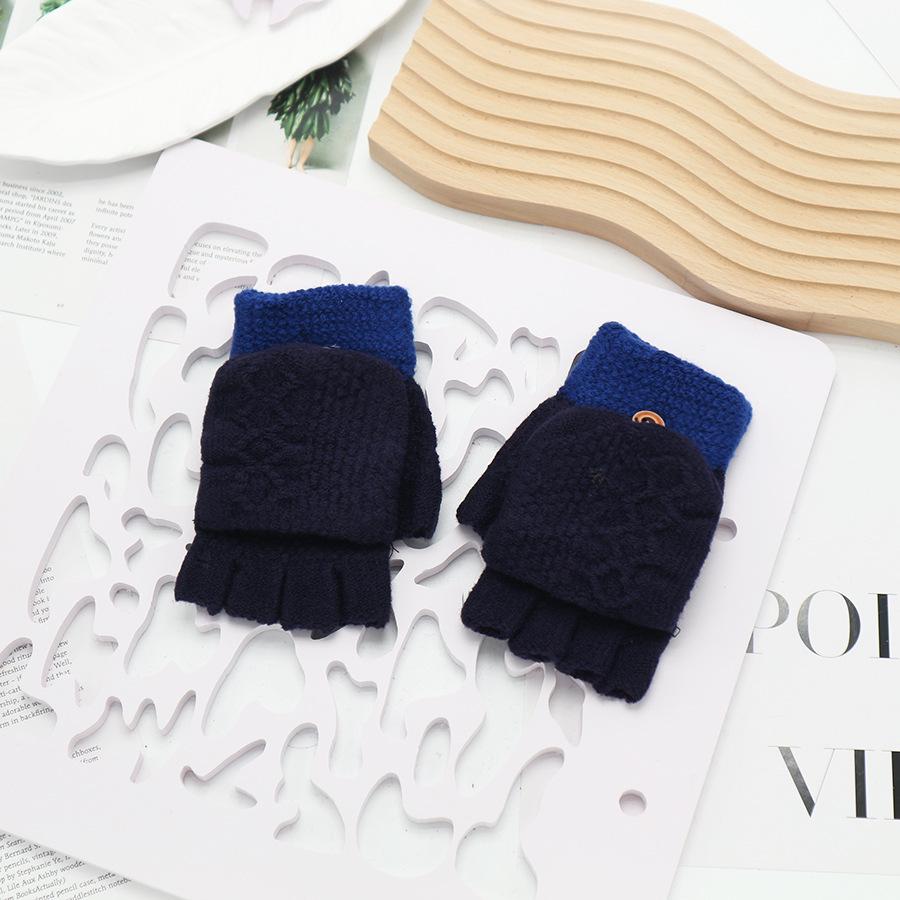 Zimní bezprsté rukavice s odklápěcím vrškem v korejském stylu - Unisex, kreslený design, kompatibilní s dotykovou obrazovkou, ideální pro psaní a ťukání