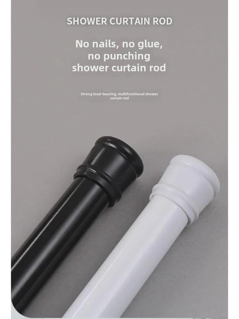 Telescopic Punch-Free Shower, Curtain, & Clothes Drying Rod for Bathroom, Balcony, Bedroom, or Wardrobe Support.