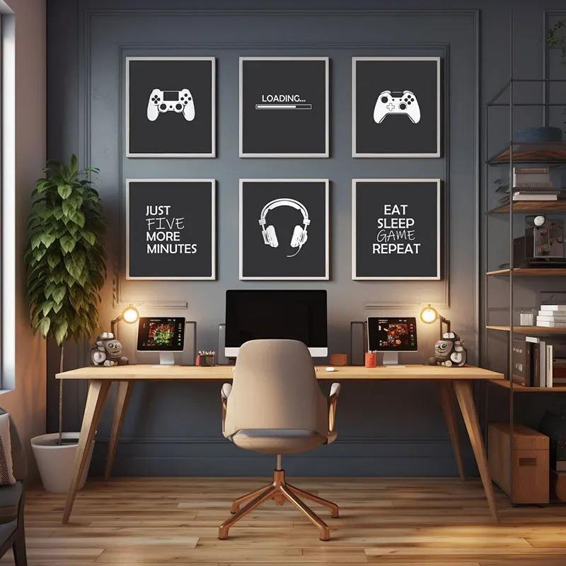 Gaming Poster Prints Minimalist Canvas Painting Game Handle Games Room Wall Art Boys Bedroom Decor Gift Video Game Man Cave Art