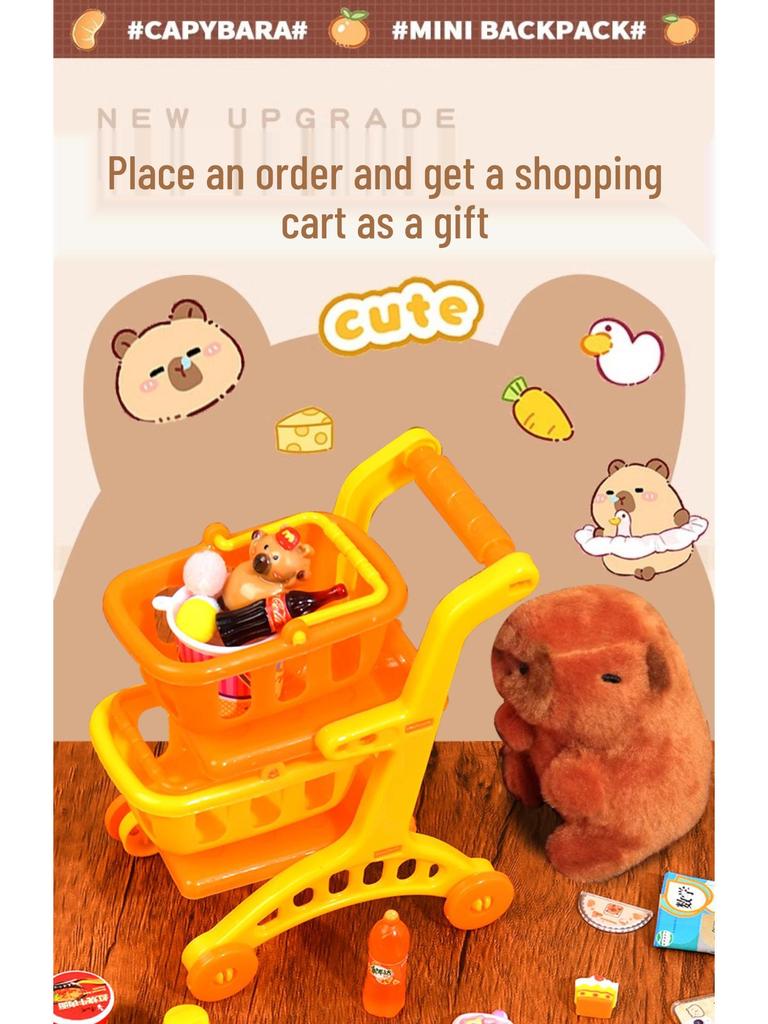 Capybara Mini Backpack: Children's Crossbody Bag for Girls with Full Stationery Set