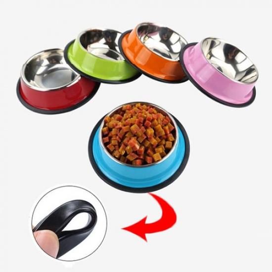 Dog Bowls Non Slip Stainless Steel Indoor Outdoor Puppy Dish Water Food Feedin M