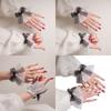 Elegant Lace Sleeves Wrist Cuffs with Artificial Pearls And Bowknot Decors For Daily Outfit Various Event Dressingup