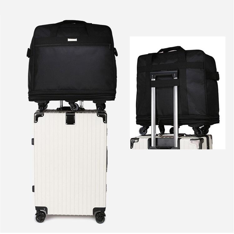 Wheeled Luggage Expandable Folding Duffel Bag Suitcase Foldable Rolling Travel Bag Without Telescopic Handle