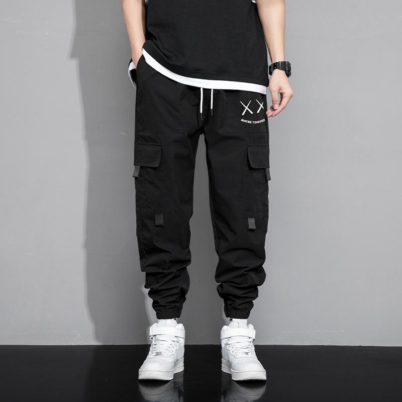 Men s Spring/Autumn Casual Multi-Pocket Workwear Trousers S чёрный