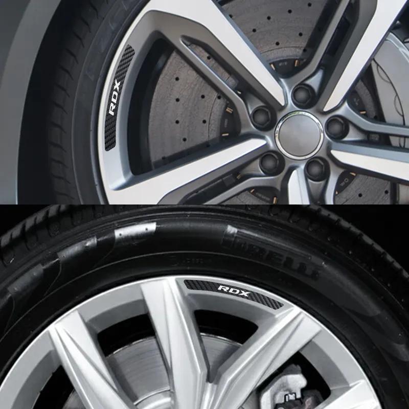 Car Wheel Rim Stickers Exterior Tire Carbon Style Tuning Decals Decor Accessories For Acura RDX MDX YD2 V6 Aspec ILX VTEC TLX
