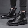Herren Schwarze Stiefel Hohe Qualität Minimalistische Herbst- und Winterstile Arbeit und Büro Outdoor Herbst- und Winter Lederschuhe