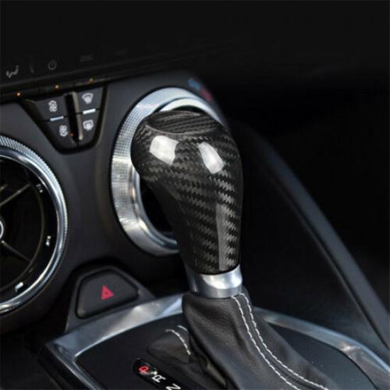 For Chevrolet Camaro 2016- Real Carbon Fiber Gear Shift Knob Cover Trim