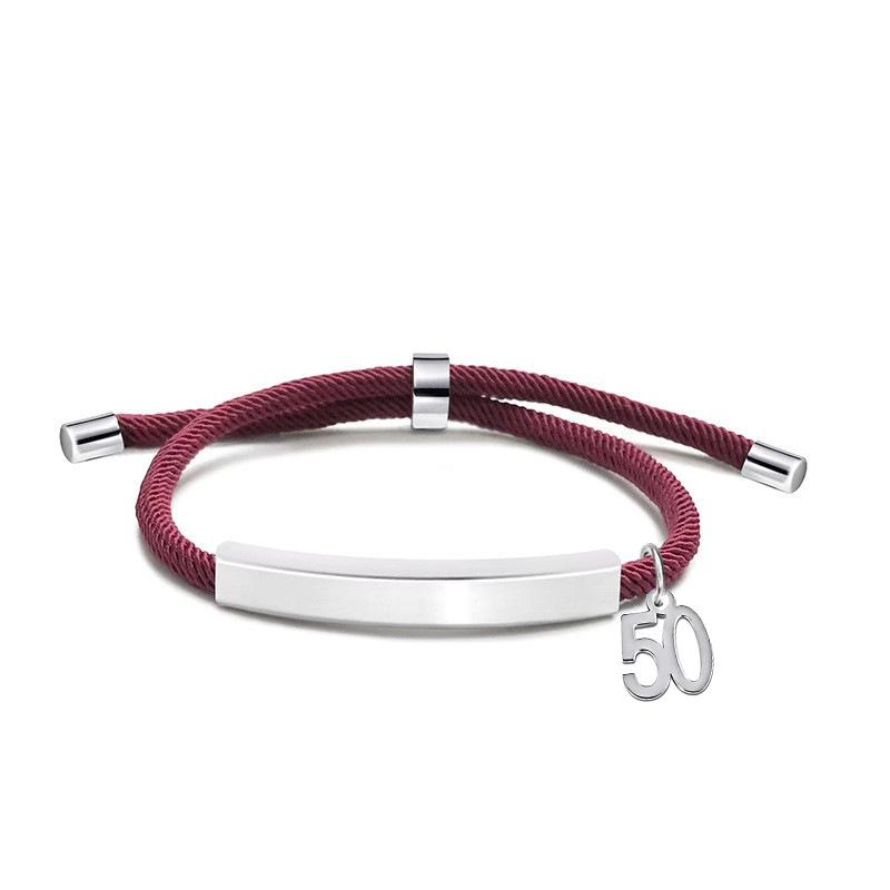 Multi-color Engravable Stainless Steel Bracelet with Number 16 Charm