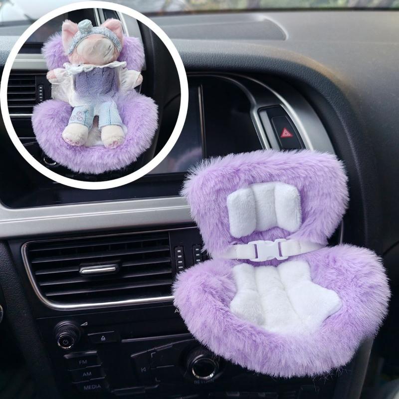 Plush Doll Safety Seat Ornaments for Car Decoration Kawaii 17cm Doll Small Chair Figurines Car Air Conditioning Outlet Decor New