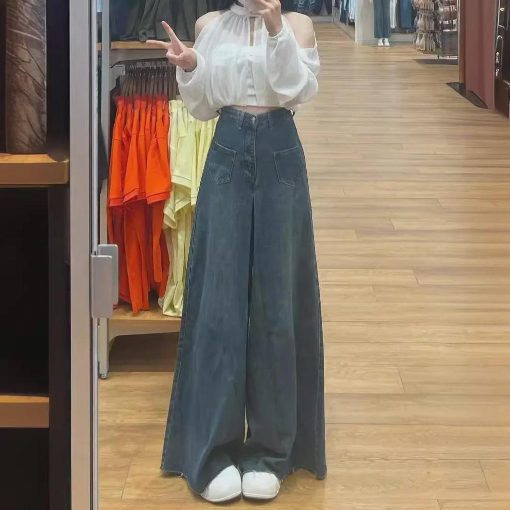 Summer High Waist Retro Wide-Leg Pear-Shaped Jeans for Women