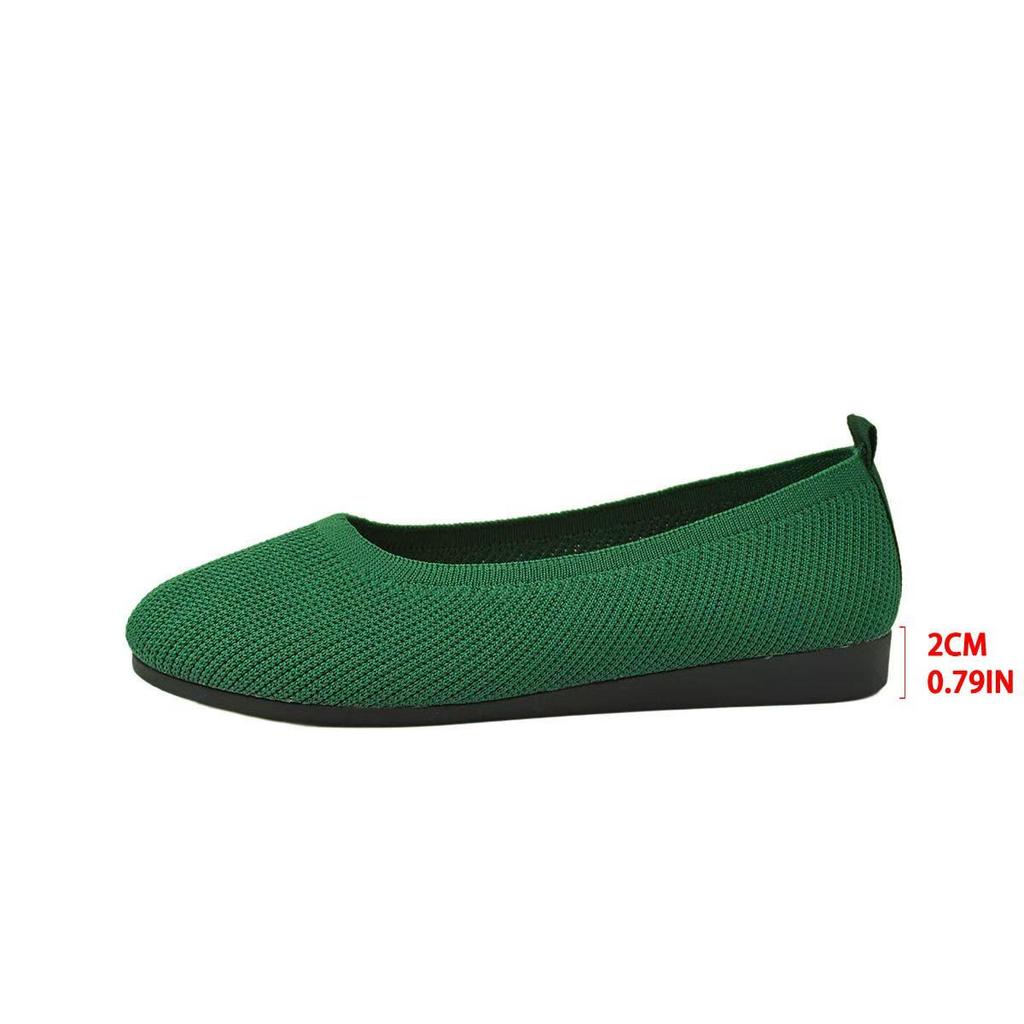 2024 Plus Size Knit Slip-On Round Toe Flats for Women