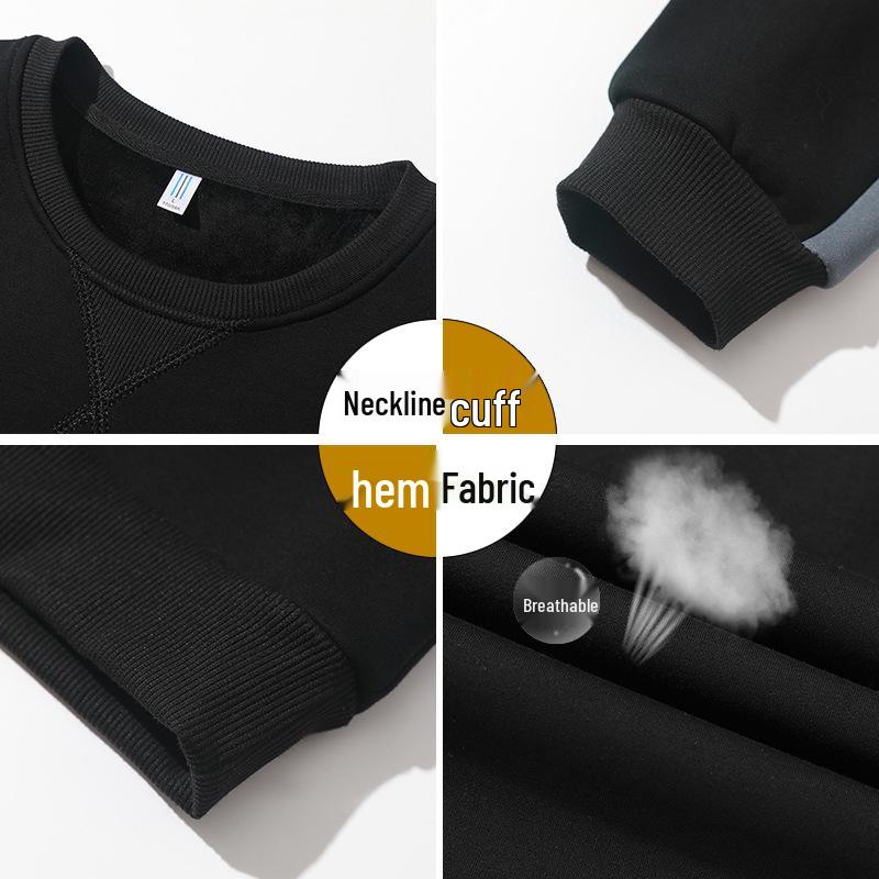 2025 Men's Crew Neck Sweatshirt - Korean Style, Loose Fit, Long Sleeve for Spring & Autumn