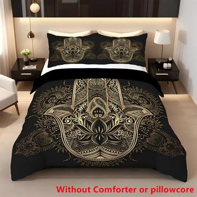 Bohemian Style Gold Fatima Hand 3D Print Duvet Cover Set Bohemian Soft Double For Adults Queen King Size Bedding Set Pillowcase