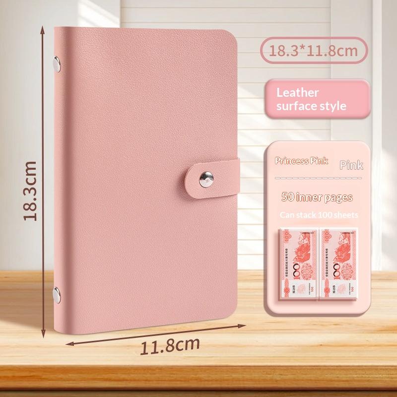 Pu Leather Photo Money Card Holder With 50 Inner Pages Snap Closure For Storing Photocards Business Cards Tickets Paper Money