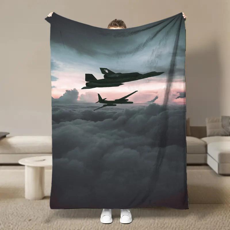 Warm Soft Vintage Planes Print Blanket Fluffy Children and Adults Sofa Plush Bedspread Picnic Throw Blanket for Sofa Bed Gifts