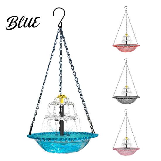 Fontana a Cascata per Uccelli da Giardino 3 Livelli Vasca Solare per Uccelli Sospesa per Colibrì Alimentata ad Energia Solare per Uccelli per Bere e Riposare Giardino Esterno Patio