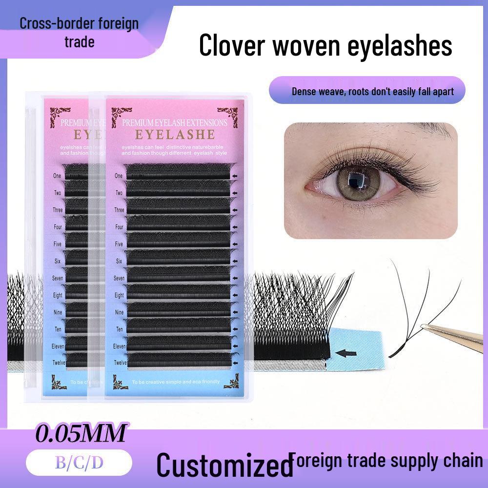 

Three-Leaf Clover 0.05 Natural Dense Non-Scattered False Eyelashes 0.05 B Curl