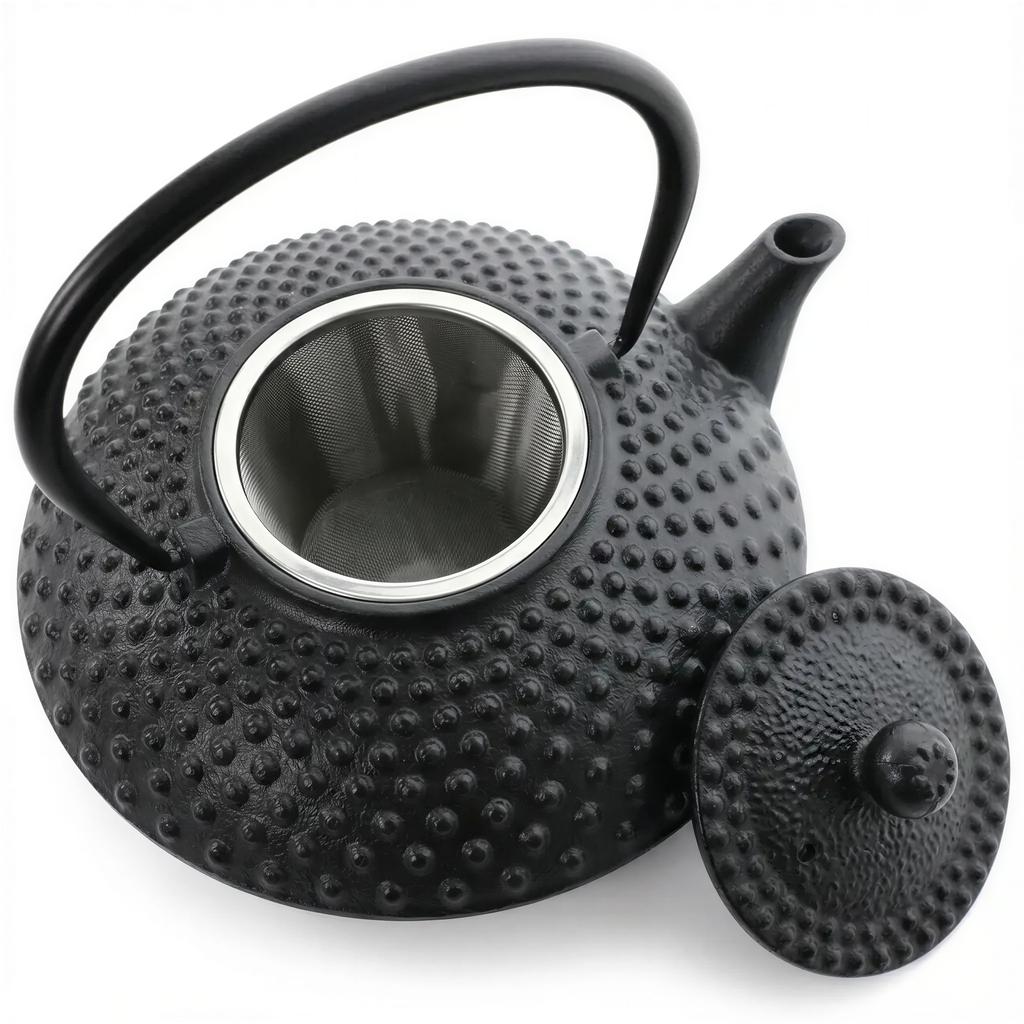 CAST IRON KETTLE 1.25L BLACK STEEL INFuser for Tea and Herbs