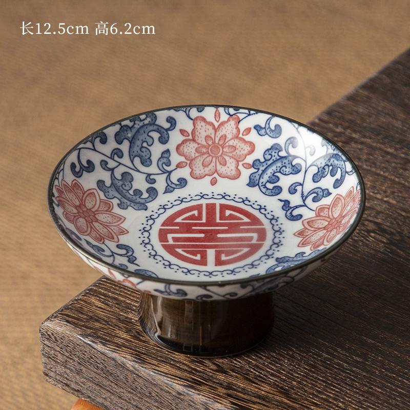 Čínska keramická miska na ovocie Modrobiely porcelán Vysoká noha Tanier na čajové pečivo Vynikajúci keramický šperk Tácka na odkladanie čajových šálok
