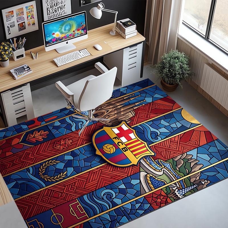 FOOTBALL Club Barcelona Pattern Rug, Indoor/Outdoor Mat, for Picnic, Gameroom, Bedroom, Office, Living Room, Home Decor Carpet, Birthday Gift