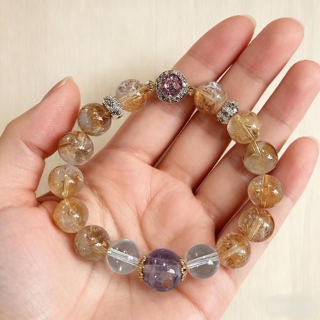 Браслет-башня из натурального желтого кристалла 2025 года для женского процветания и богатства - Идеальный рождественский подарок