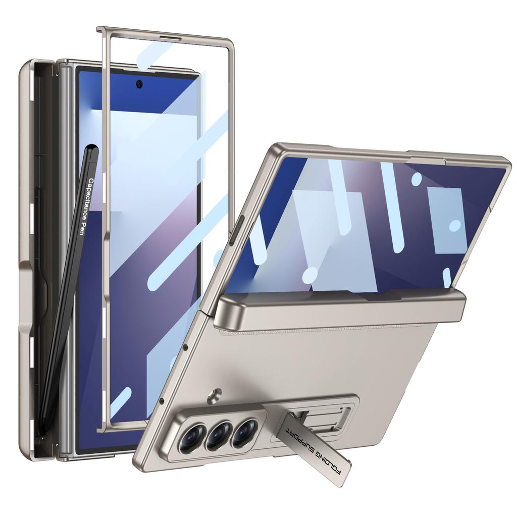 Magnetische Scharnier 360 Beschermhoes voor Samsung Galaxy Z Fold 7 6 5 Penhouder Schermglas Standaard Cover voor Galaxy Z Fold7 Hoes
