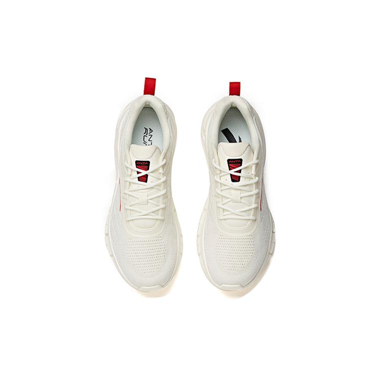 New Anta Running Collection Cushioning Anti Slip Wear Resistant Breathability Low Top Running Shoes Men's White Red 912125512-1
