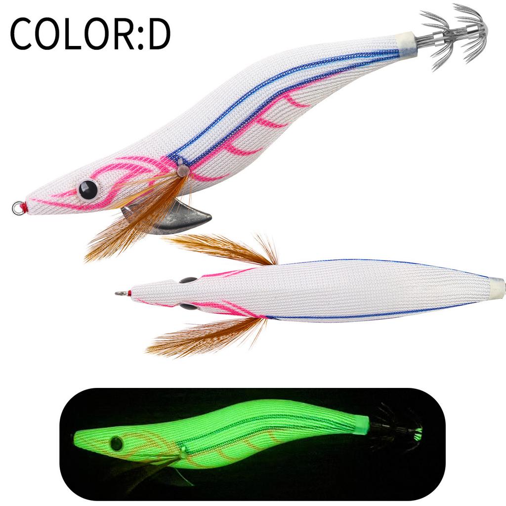SWORDFISH Printed Luminous Wood Squid Lure Shrimp Artificial Hard Bait with Hooks for Sea Fishing and Lure Fishing