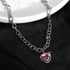 Pink Love Gemstone Necklace Girls Sexy Star Ring Clasp Necklace Fashion Charming Women's Collarbone Chain Hundred Matching Jewelry