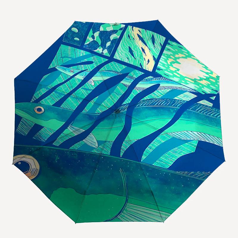 1pc Oceanic Fishes Umbrella That Opens Closes Automatically Perfect Gift with a Convenient Folding Mechanism 03