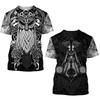 Summer Round Neck 3D Viking Symbol Pattern Print Top Fashionable Casual Short Sleeved Men's T-shirts