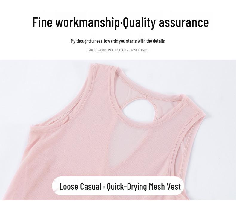 Hollow-Back Mesh Yoga Top with Bamboo Yarn, Quick-Dry Fitness Cover-Up, Women's Open Back Round Neck Sports Tee