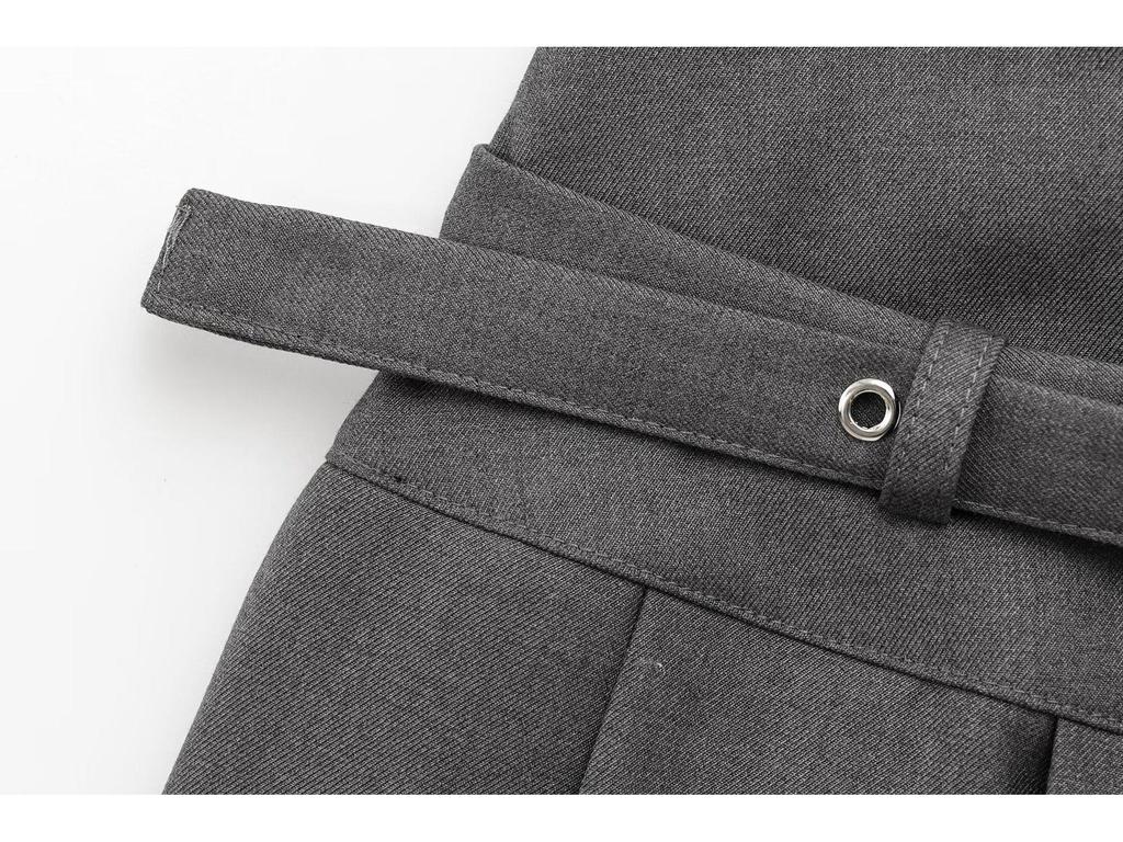 Spring 2025 Women's European & American Style Belted Pleated Skirt
