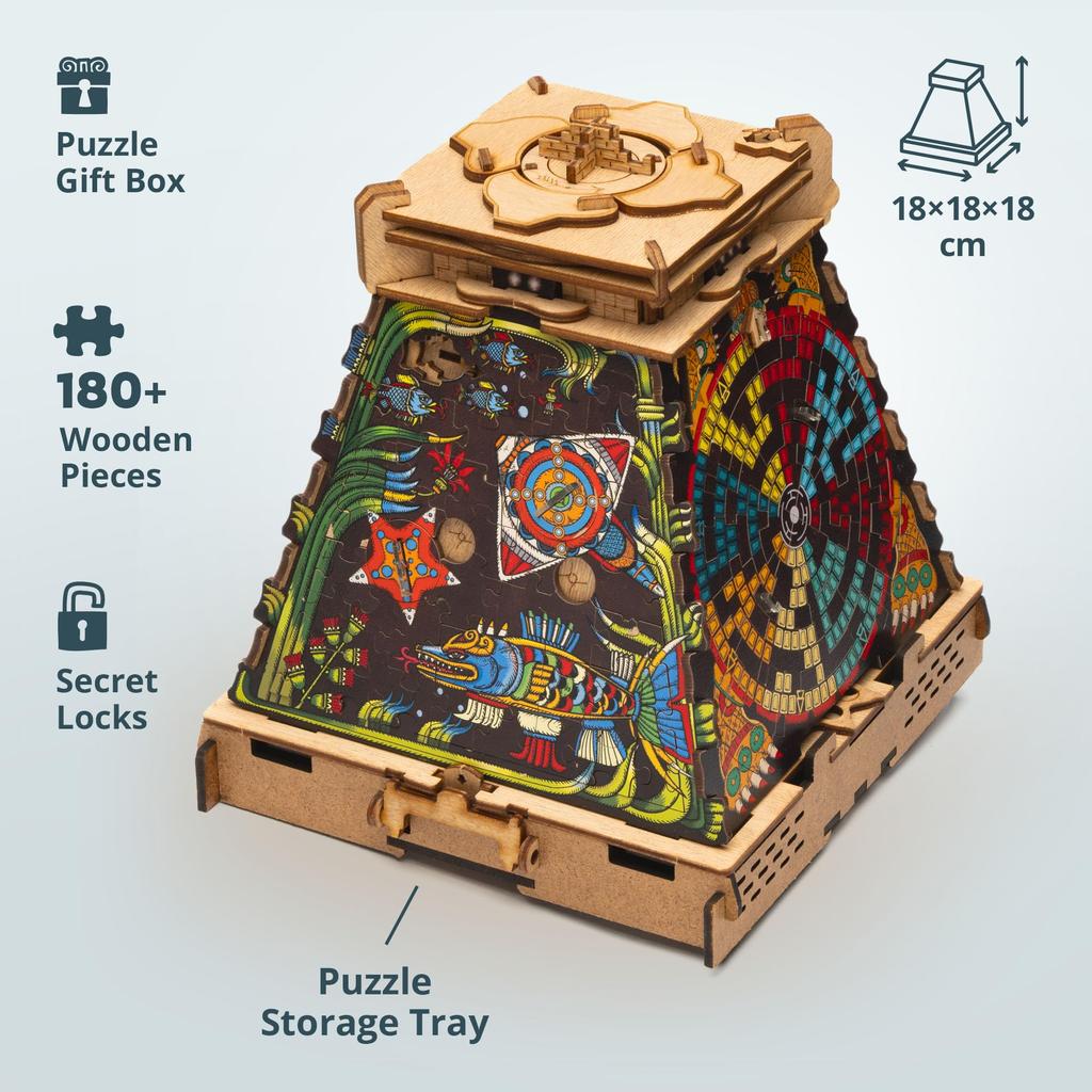 Cluepuzzle Pyramid of the Sun iAdventure 3D Puzzle, New Experience, Mystery Solving, Clue Box, Escape Game, Challenging 3D Jigsaw Puzzle, Gift,