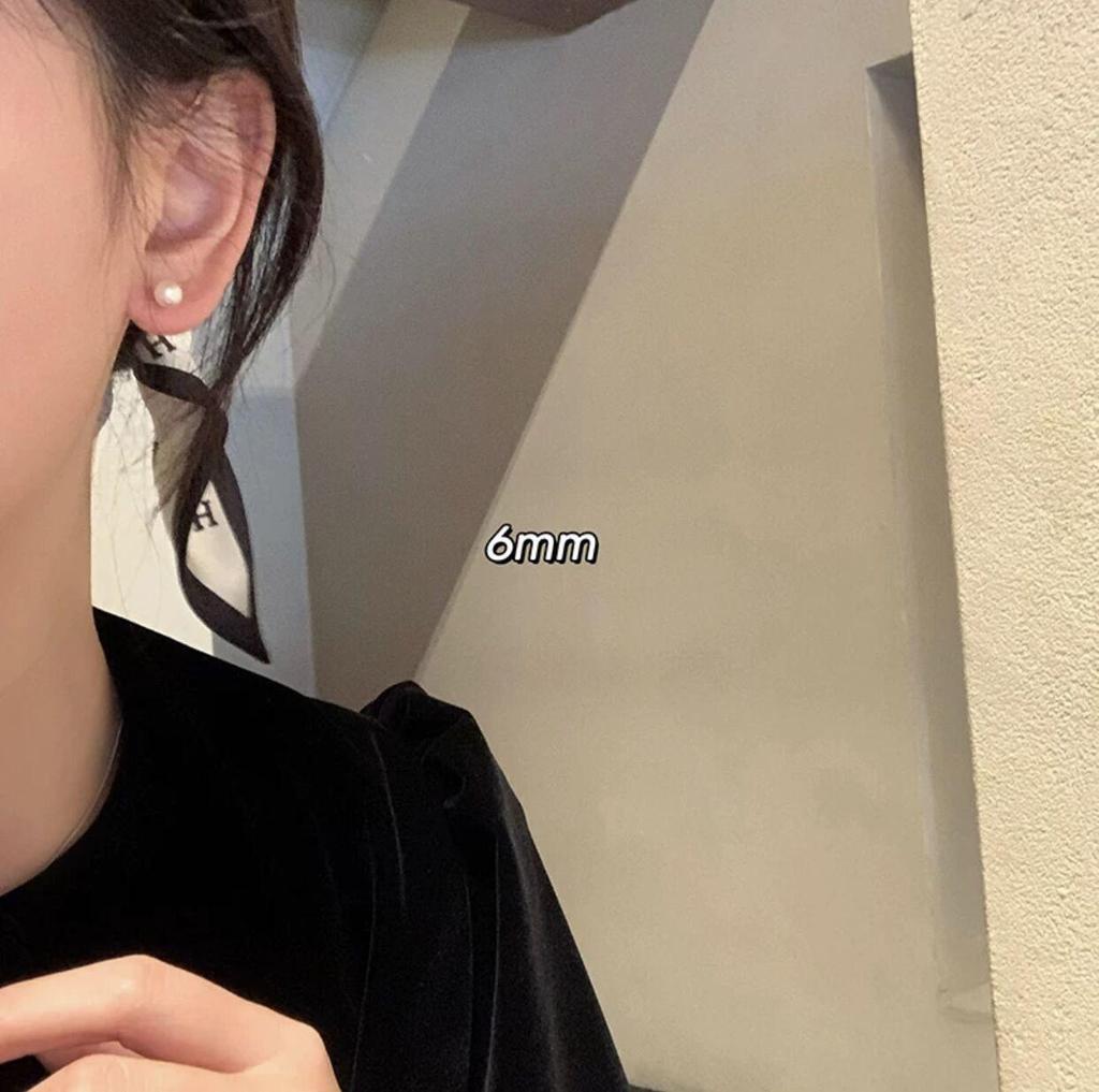 Perfectly Round Pearl Sterling Silver Stud Earrings with Colorful Retro Hong Kong Style and Big Light Bulb Design