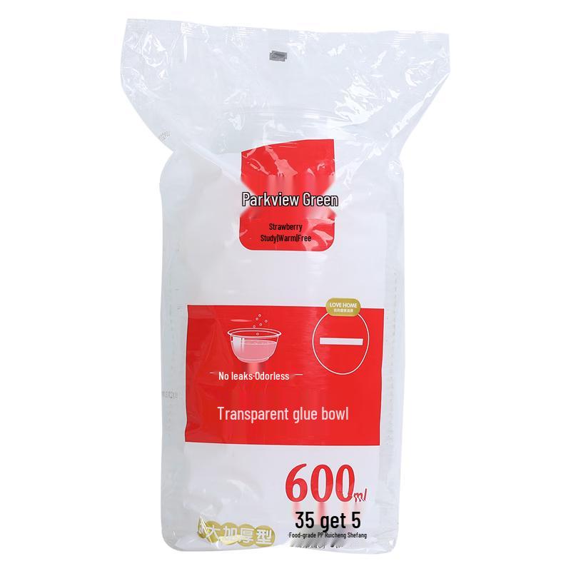 Fangcaodi 600ml Transparent Disposable Plastic Bowls, 40 Count