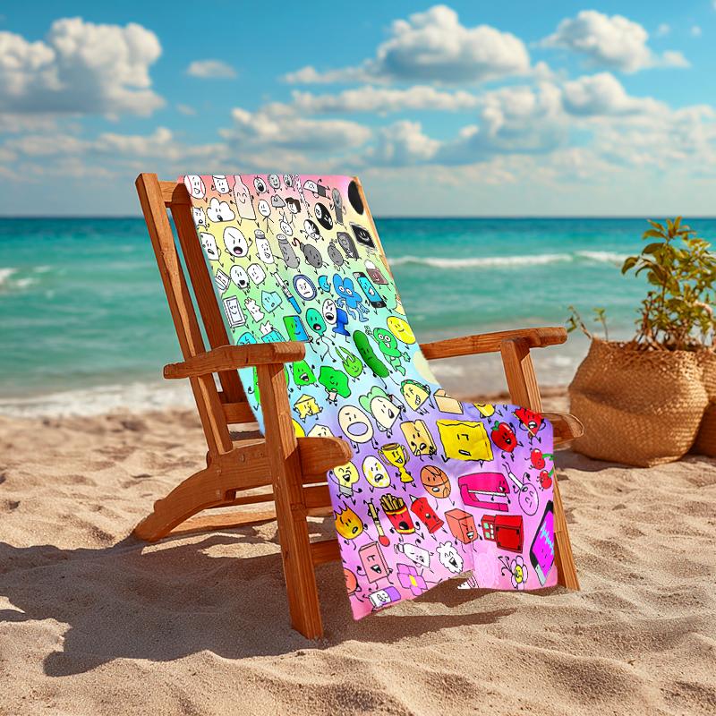1Pc Colorful Cartoon Characters Beach Towel, Quick Dry, Multi-Use for Beach Pool Gym Yoga Home Travel, Christmas, Halloween, Xmas Gift S929614