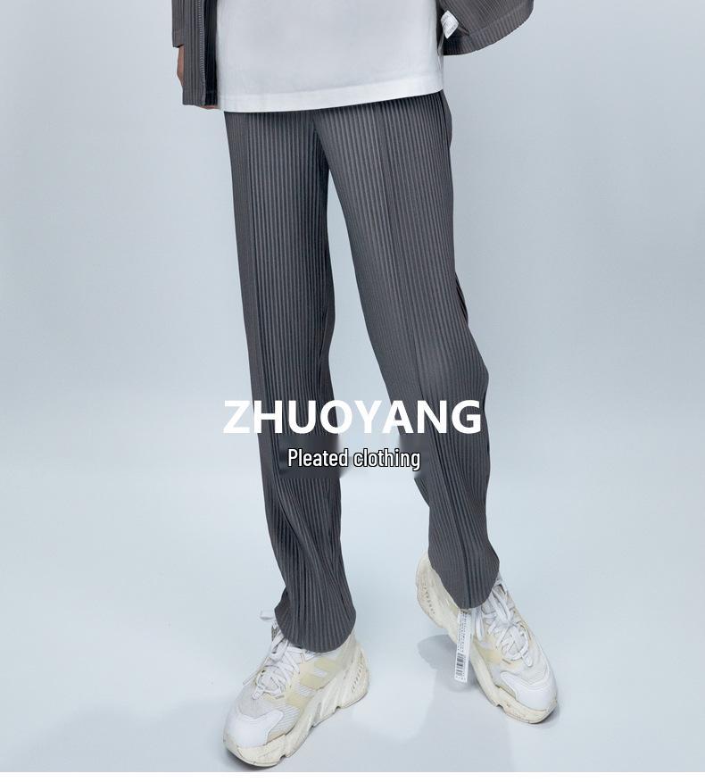 Miyake Men's Spring Slim Pleated Skinny Trousers - Japanese Retro Style