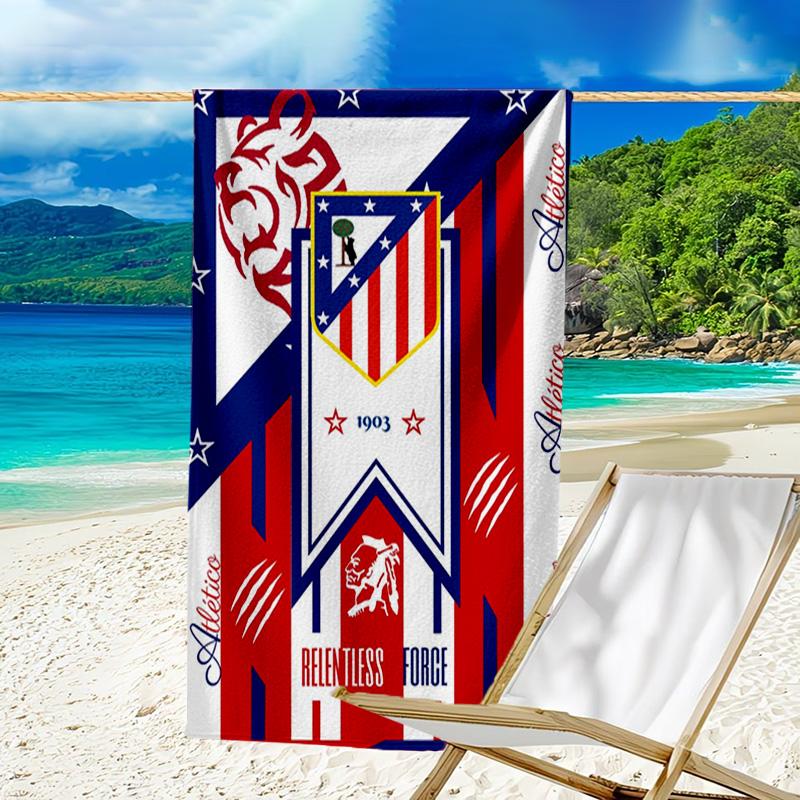 Atletico Ma-drid Crest Printed Beach Towel, Super Soft Microfiber, Perfect Gift Birthday, for Pool, Beach, Travel, for Family and Friends