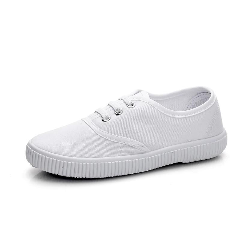 Dětské klasické plátěné tenisky jednobarevné Pohodlné bílé sportovní boty Chlapci Dívky Škola Sport Cheerleading Prodyšná obuv